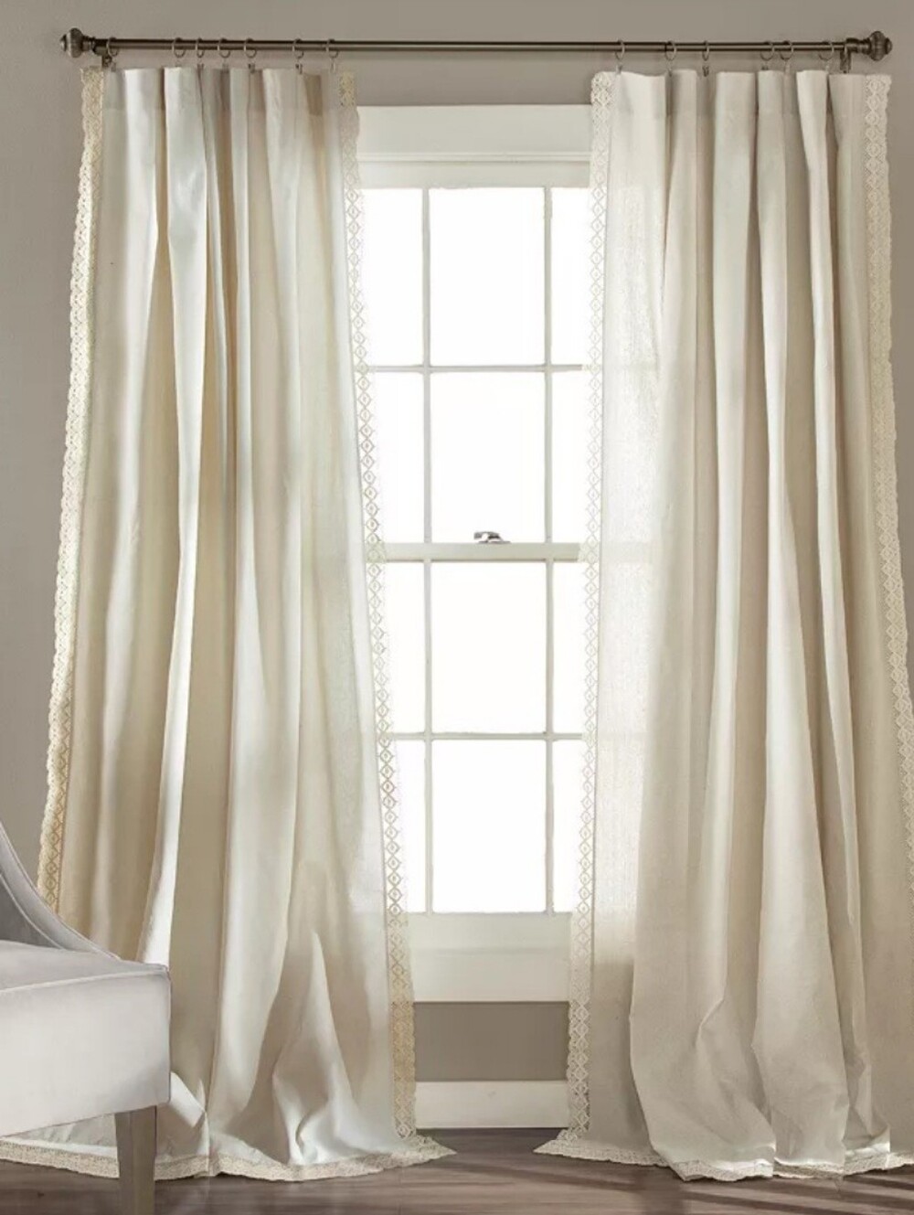 Lush Decor Rosalie Light Filtering Window Curtain Panel Pair, 54" x 108", White